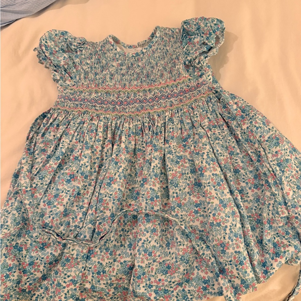 Anavini Floral Blue and Pink Dress